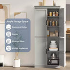 70 Meuble Colonne de Cuisine avec Portes et Étagères Réglables, Meuble de Rangement Autonome, Grande Armoire de Rangement pour Salle de Bain
