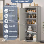 70 Meuble Colonne de Cuisine avec Portes et Étagères Réglables, Meuble de Rangement Autonome, Grande Armoire de Rangement pour Salle de Bain