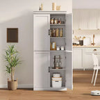 70 Meuble Colonne de Cuisine avec Portes et Étagères Réglables, Meuble de Rangement Autonome, Grande Armoire de Rangement pour Salle de Bain