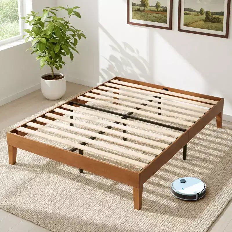 JIONJOY 12-Inch Full Wood Platform Bed Frame, Solid Rubberwood Bedframe, Heavy Duty Mattress Foundation, Easy Assembly, Natural Wood