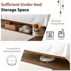 JIONJOY Cadre de lit plateforme 12 pouces entièrement en bois, Sommier en bois d'hévéa massif, Support de matelas robuste, Assemblage facile, Bois naturel