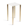 Kate and Laurel LeMaire Marble and Metal Drink Table, White and Gold, 12x12x24