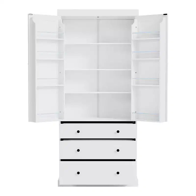 Étagères de porte de garde-manger de cuisine de ferme, armoire de rangement haute autonome avec 3 étagères réglables et 3 tiroirs pour salle à manger