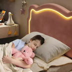 Lit jumeau capitonné pour enfants avec tête de lit réglable en forme d'ours, tiroir de rangement, lattes en bois, silencieux, pas besoin de sommier tapissier