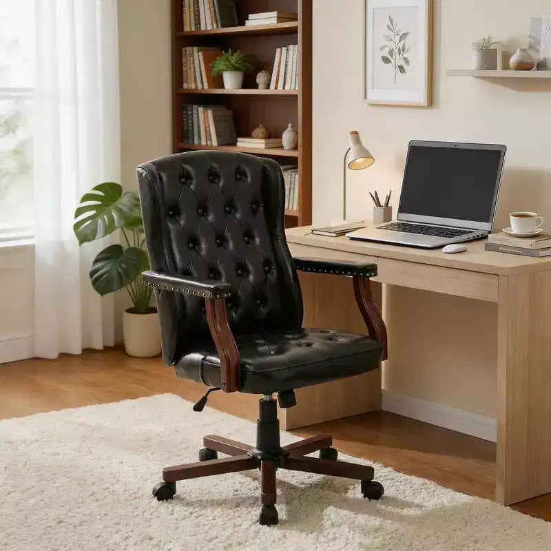 Executive Office Chair with Wingback Design and Swivel for Home Office