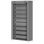 10-Tier Shoe Rack with Cover, Tall Free-Standing Shoe Organizer, Capacity Shoe Shelf Holds 4050 Pairs, Shoe Storage with Side Pockets, Grey