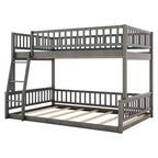 Lit en bois Queen Size FAMYYT avec barrière en forme de clôture, échelle, montage facile