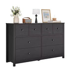 Commode à 8 tiroirs pour chambre à coucher - Commode simple et moderne en bois, double commode de rangement, tiroirs profonds, convient pour salon, couloir, entrée.