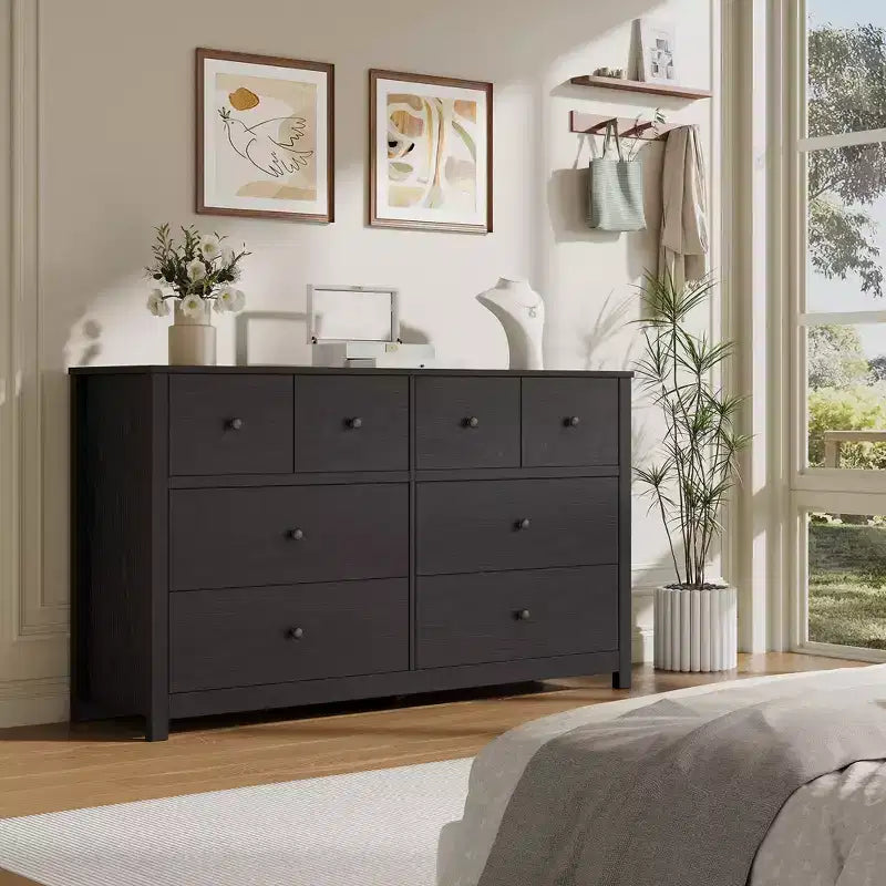 8 Drawer Dresser for Bedroom - Simply Modern Chest of Drawers, Wood Storage Double Dresser, Deep Drawers, Suitable for Living Room, Hallway Entryway