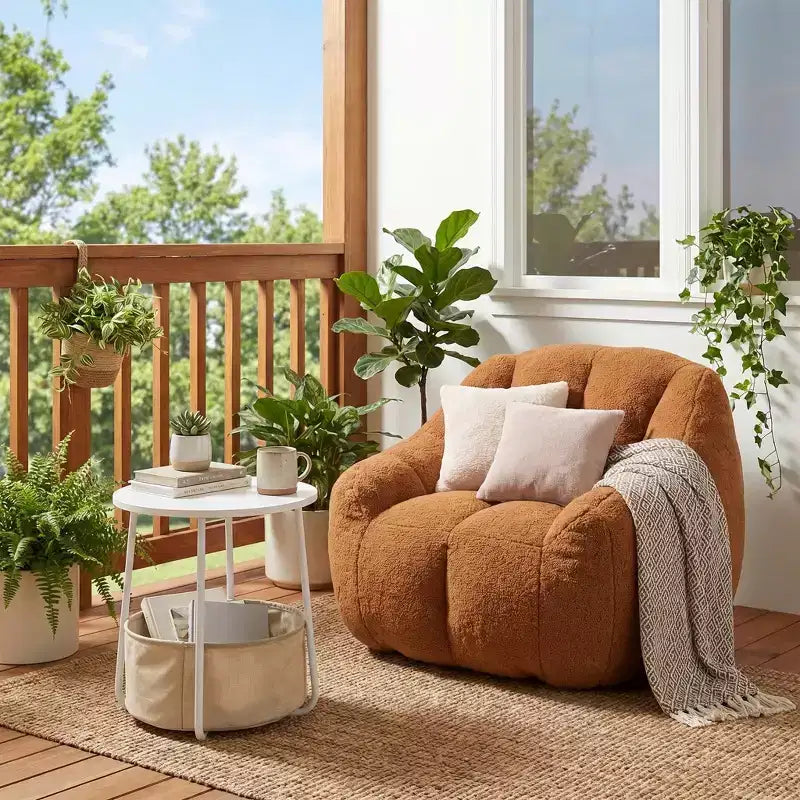 Ensemble de chaise d'appoint FurnitureR avec table basse de rangement, fauteuil en chenille avec table d'appoint ronde, ensemble de meubles de salon pour petits espaces