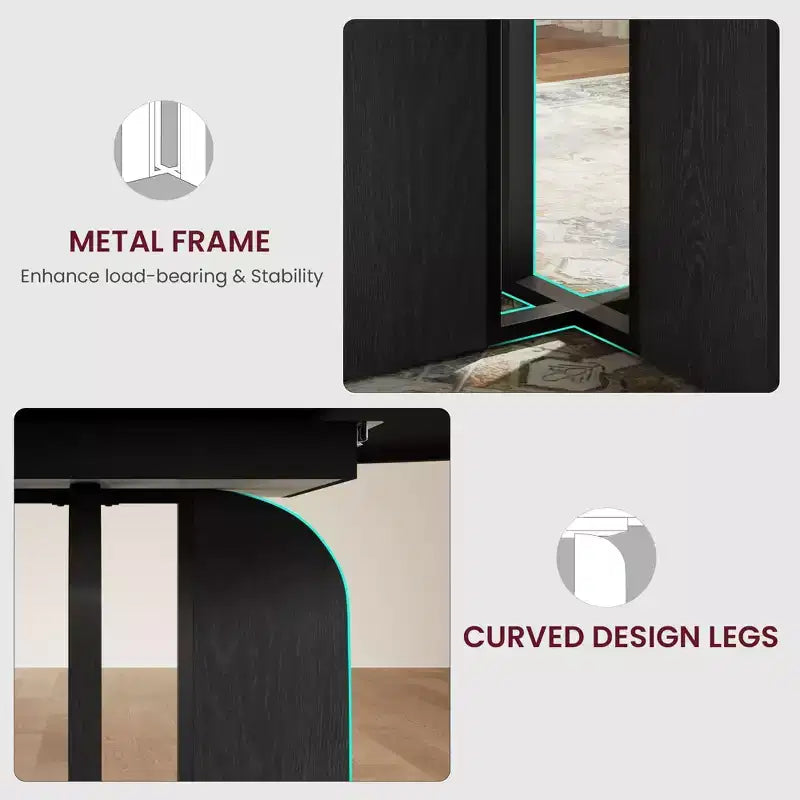 LinTimes 47-63 Table à Manger Ronde Extensible, Ferme en Bois pour 4 à 8 Personnes, Pieds Larges et Support Métallique Robuste, Gain de Place pour Cuisine et Appartement