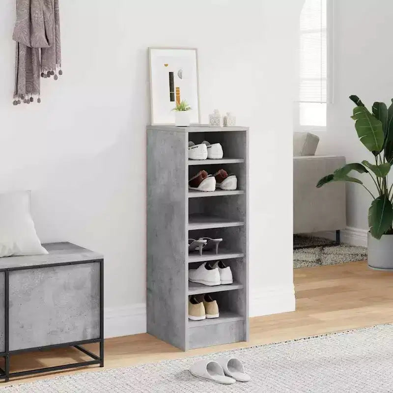 vidaXL Meuble à chaussures gris béton en bois d'ingénierie Meuble à chaussures moyen