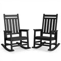 Oversized HDPE Outdoor Rocking Chairs Set of 2, Heavy Duty Patio Rocker with High Back for Porch, Garden, Balcony