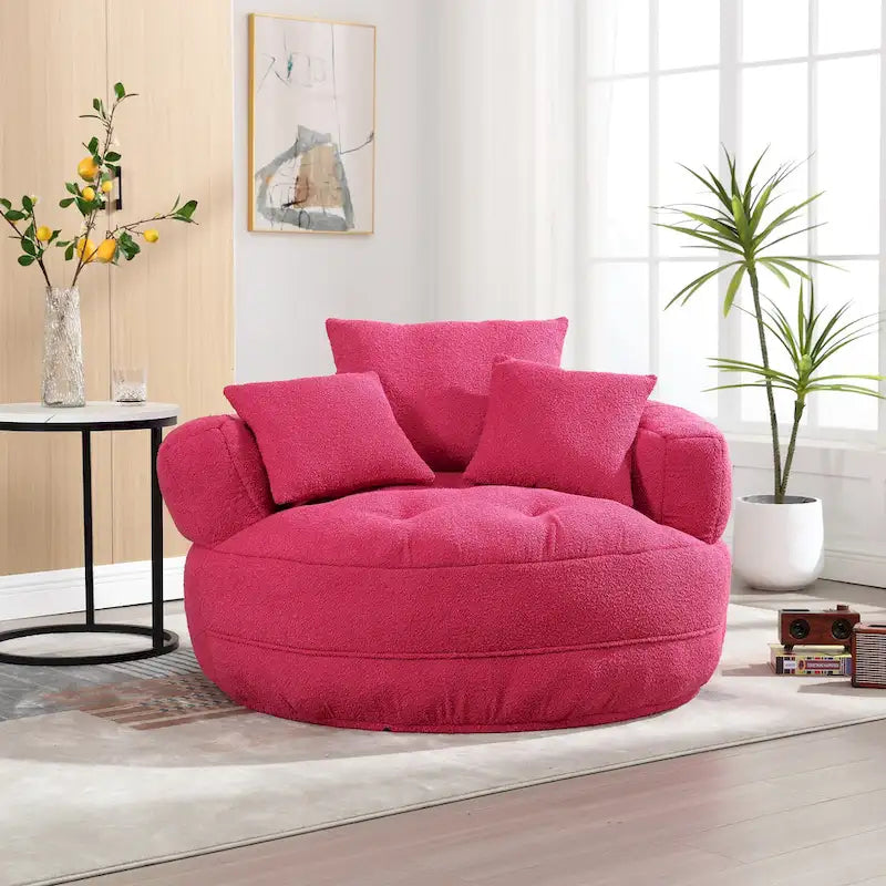 Fauteuil arrondi type « lazy sofa » – Blanc/Bleu/Gris/Jaune/Orange/Rose fuchsia/Bleu marine/Vert, modèle une ou deux places