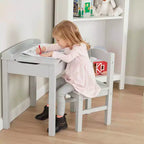 Melissa & Doug - Mobilier pour enfant, pupitre et chaise en bois à couvercle relevable - Gris : Rangement intégré, structure en bois