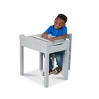Melissa & Doug - Mobilier pour enfant, pupitre et chaise en bois à couvercle relevable - Gris : Rangement intégré, structure en bois