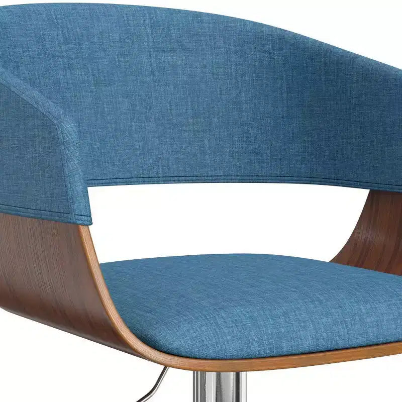 Tabouret de bar pivotant réglable WyndenHall Calinda bleu : Milieu du siècle moderne, Rembourré, Pieds en acier