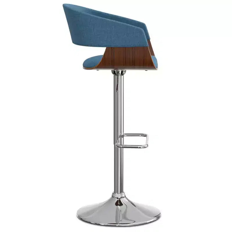 Tabouret de bar pivotant réglable WyndenHall Calinda bleu : Milieu du siècle moderne, Rembourré, Pieds en acier