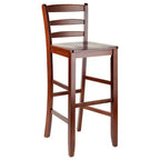 Lot de 2 tabourets de bar à dossier échelle 30" en bois dur/noyer - Winsome