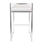 Lot de 3 tabourets de bar à hauteur de comptoir empilables LumiSource Fuji, acier inoxydable/PU blanc