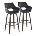 LumiSource Set of 2 Mustang Barstools Dark Wood/Black PU/Black Metal