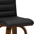 Tabouret de bar Madigan WyndenHall noir : Moderne du milieu du siècle, hauteur réglable, revêtement en similicuir, structure en bois et métal
