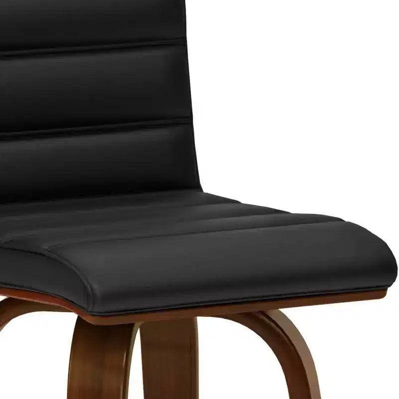 Tabouret de bar Madigan WyndenHall noir : Moderne du milieu du siècle, hauteur réglable, revêtement en similicuir, structure en bois et métal