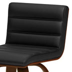 Tabouret de bar Madigan WyndenHall noir : Moderne du milieu du siècle, hauteur réglable, revêtement en similicuir, structure en bois et métal