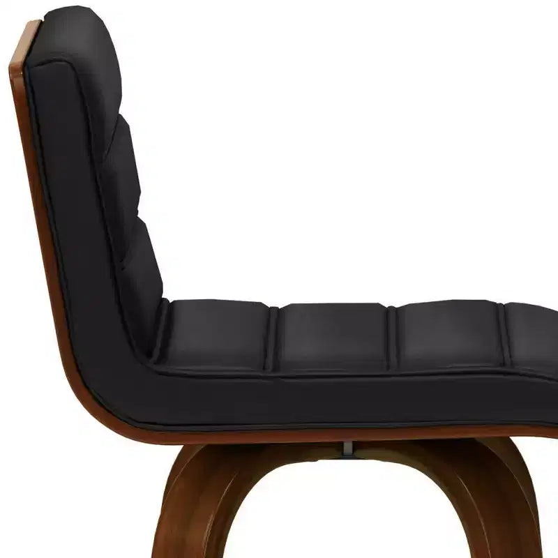 Tabouret de bar Madigan WyndenHall noir : Moderne du milieu du siècle, hauteur réglable, revêtement en similicuir, structure en bois et métal