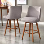 Lot de 2 tabourets de bar pivotants Derby Lifestorey hauteur comptoir 61 cm Noyer/Gris