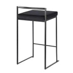 LumiSource Lot de 3 tabourets de bar hauteur comptoir Fuji Métal noir/Velours noir