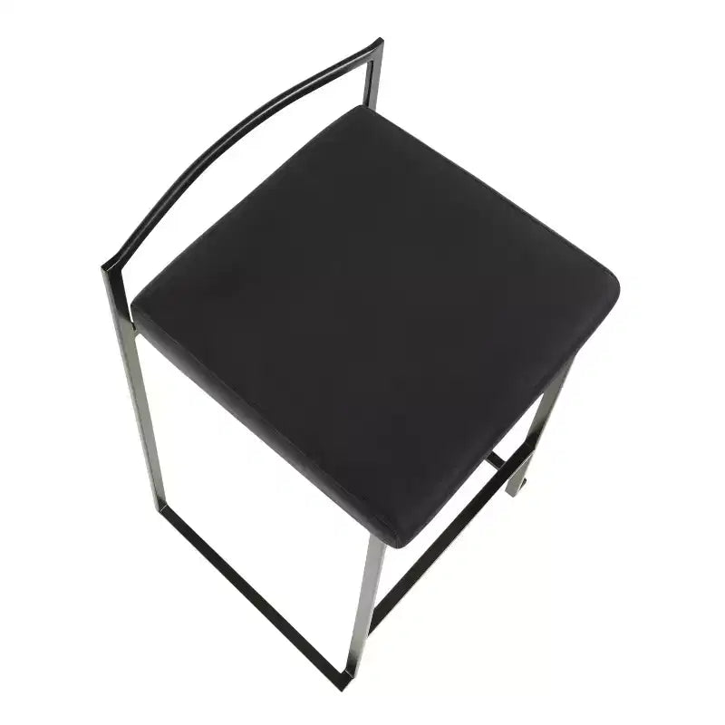 LumiSource Lot de 3 tabourets de bar hauteur comptoir Fuji Métal noir/Velours noir