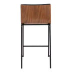 LumiSource Ensemble de 2 tabourets de bar hauteur comptoir Mason Mara 66 cm en bois de noyer noir/cuir PU noir