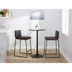 LumiSource Ensemble de 2 tabourets de bar hauteur comptoir Mason Mara 66 cm en bois de noyer noir/cuir PU noir