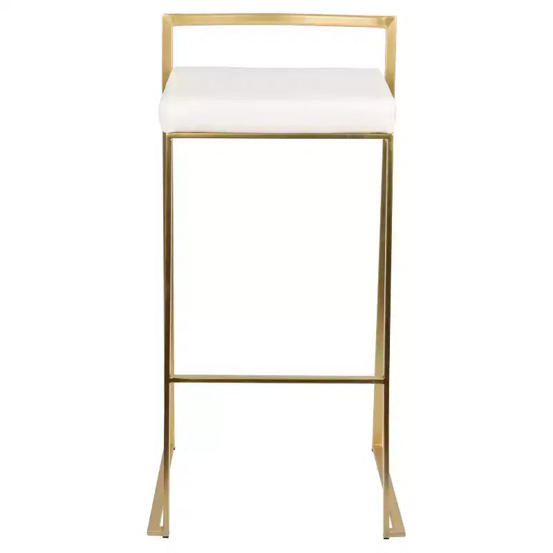 Lot de 2 tabourets de bar contemporains Fuji 80 cm Blanc - LumiSource : Rembourrés, empilables, cadre métallique