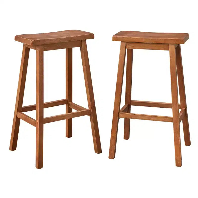 Buylateral Set of 2 Marney Bar Height 30" Saddle Stool Driftwood