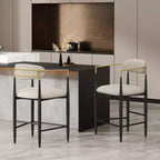 Christopher Knight Home Lot de 2 tabourets de bar hauteur comptoir 63,5 cm Elmore Beige/Noir/Or