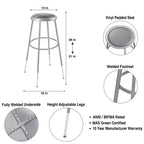 Hampden Furnishings Lot de 2 tabourets de bar réglables en hauteur, collection Otto, 81-99 cm, gris : Revêtement en vinyle, structure en acier, sans accoudoirs