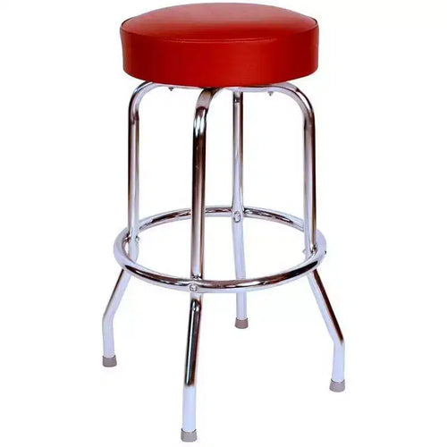 24" Floridian Swivel Counter Height Barstool Wine Red - Richardson Seating: Chrome Frame, Vinyl Upholstery