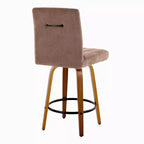 LumiSource Ensemble de 2 tabourets de bar hauteur comptoir Hank Bois de noyer/Tissu marron