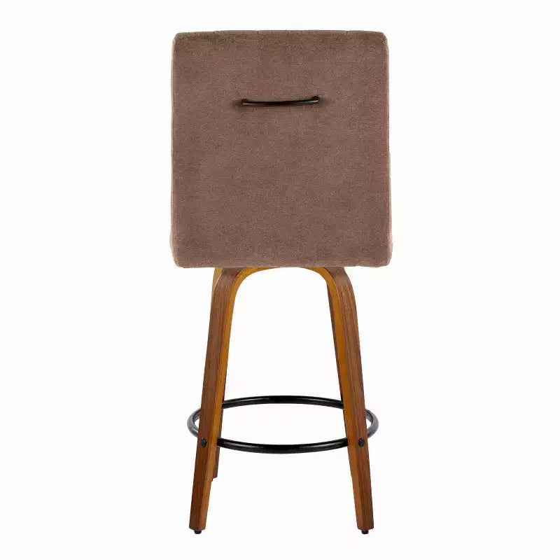 LumiSource Ensemble de 2 tabourets de bar hauteur comptoir Hank Bois de noyer/Tissu marron