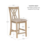Powell Ensemble de 2 tabourets de bar hauteur comptoir Maggie Naturel
