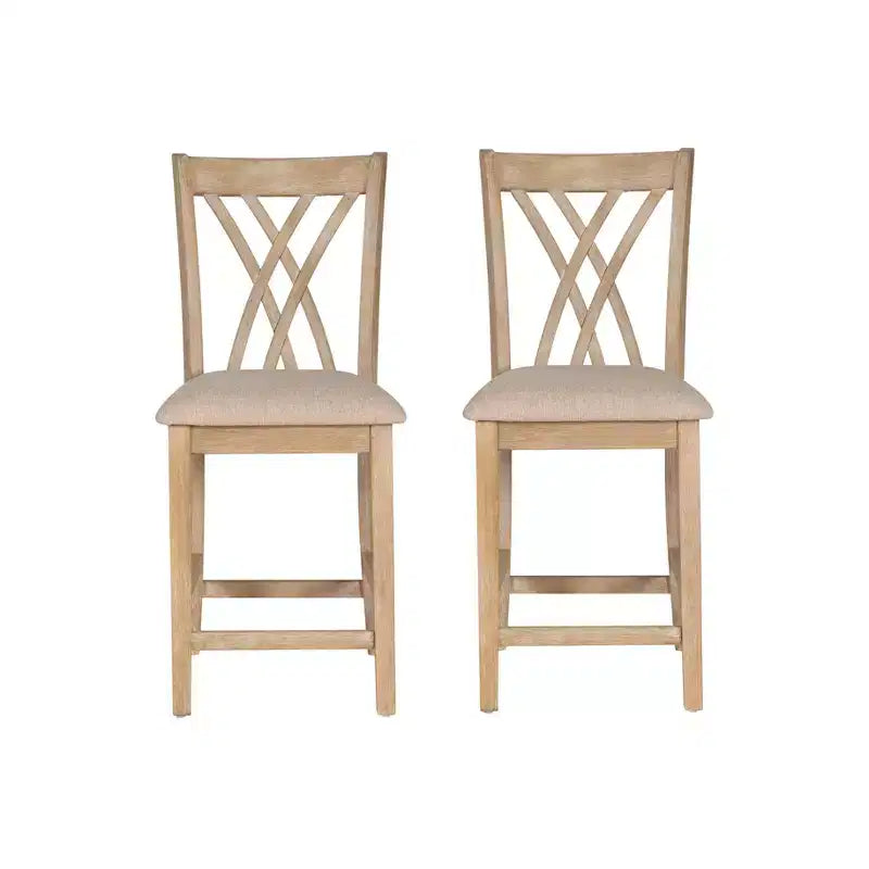 Powell Ensemble de 2 tabourets de bar hauteur comptoir Maggie Naturel
