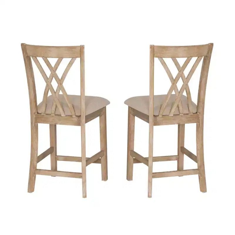 Powell Ensemble de 2 tabourets de bar hauteur comptoir Maggie Naturel