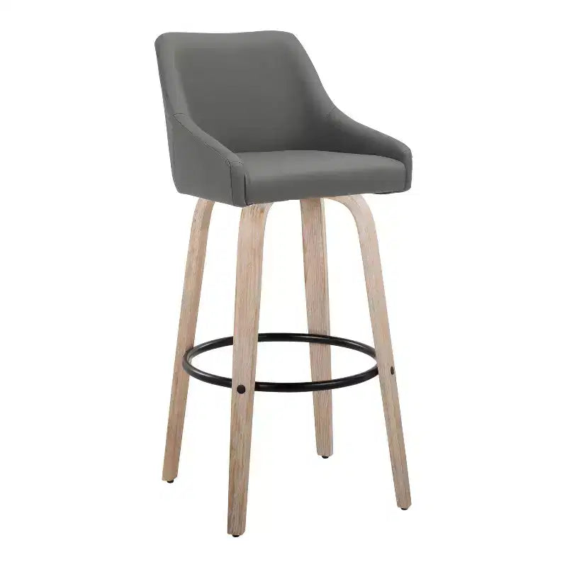 LumiSource Lot de 2 tabourets de bar Hannah Bois blanchi/PU gris foncé