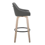 LumiSource Lot de 2 tabourets de bar Hannah Bois blanchi/PU gris foncé