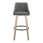 LumiSource Lot de 2 tabourets de bar Hannah Bois blanchi/PU gris foncé