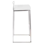 Lot de 3 tabourets de bar empilables LumiSource Fuji, acier inoxydable/velours blanc