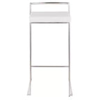 Lot de 3 tabourets de bar empilables LumiSource Fuji, acier inoxydable/velours blanc