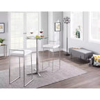 Lot de 3 tabourets de bar empilables LumiSource Fuji, acier inoxydable/velours blanc